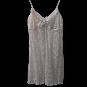 In Bloom Womens Lace Ruffle Floral Sleeveless V-Neck Camisole White Size Small